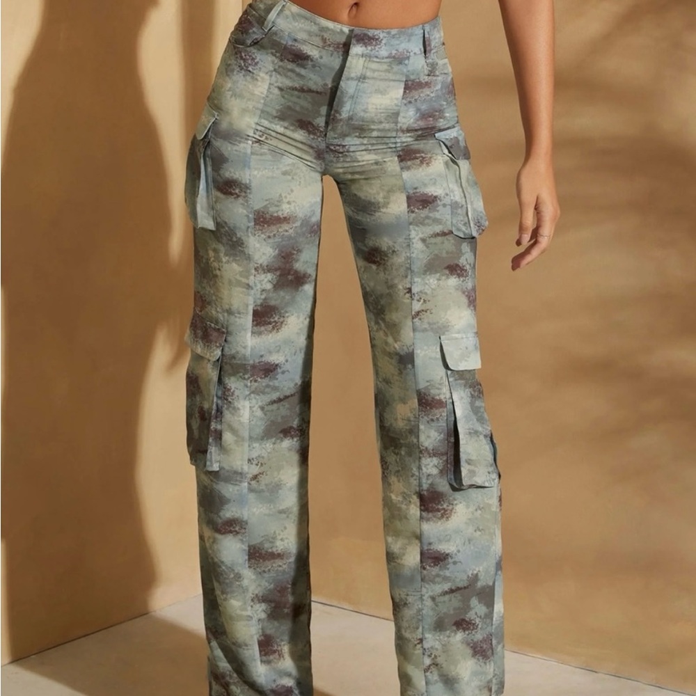Oh Polly Tall High Waist Camo Cargo Trousers